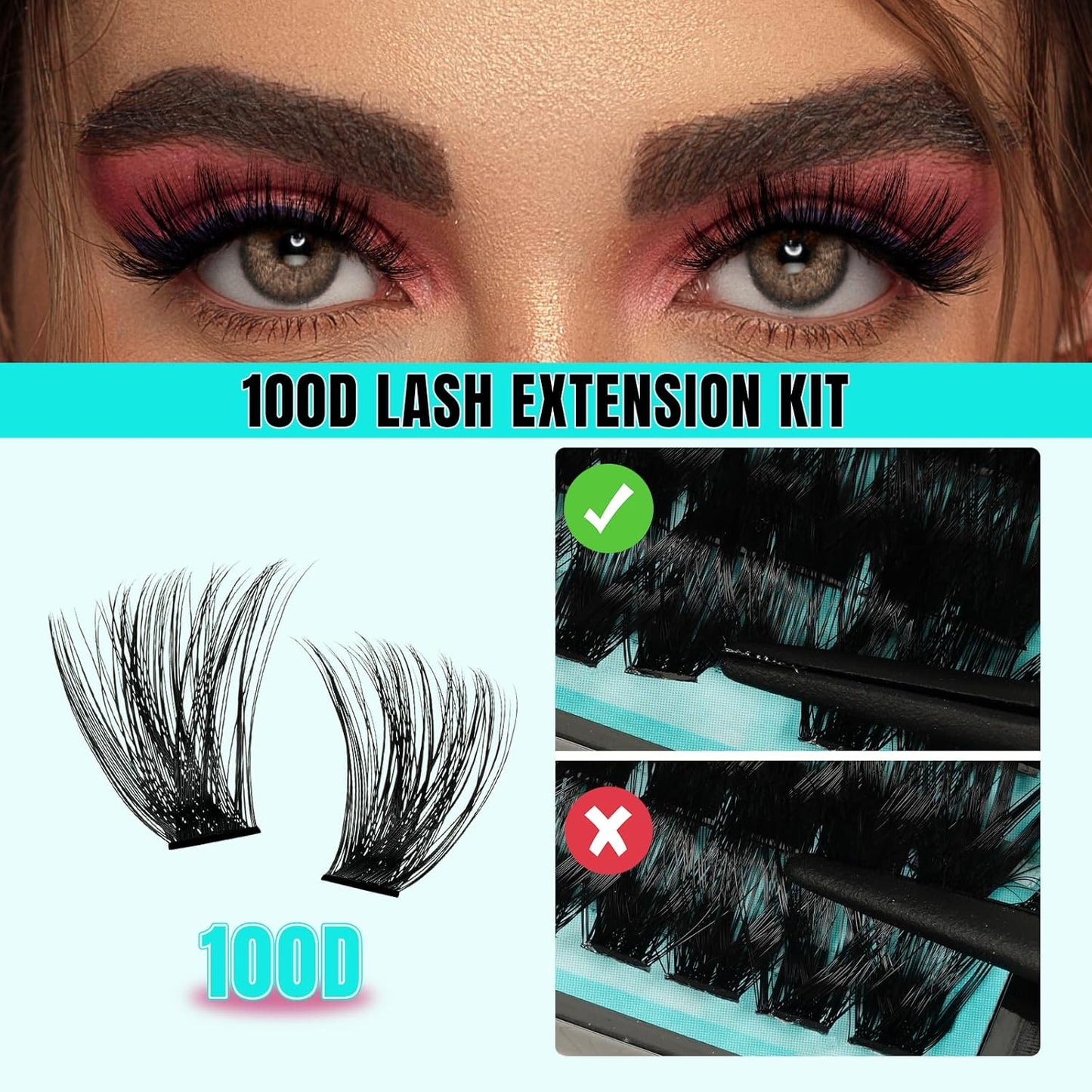 Lash Clusters 320Pcs 100D Eyelashes Cluster D Curl Individual Wispy Lashes Cluster for DIY Cluster Eyelash Extensions at Home for Beginners (Mix10-16mm)