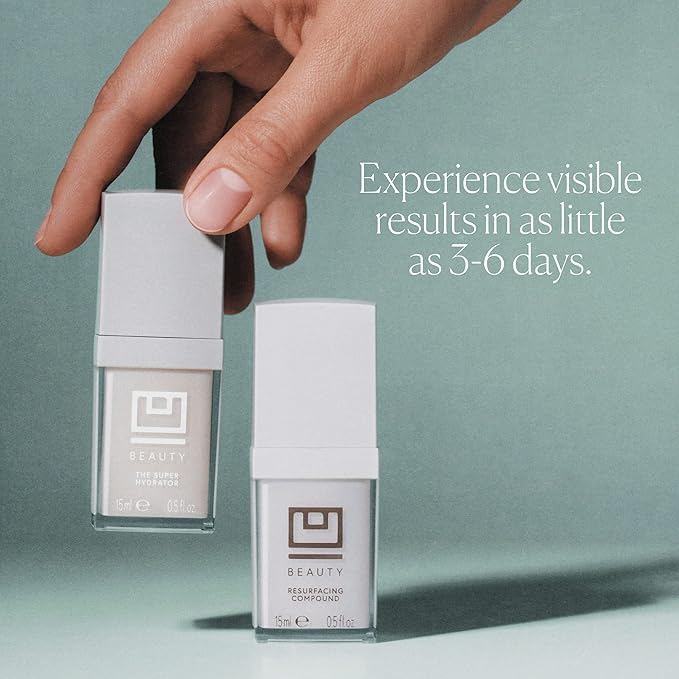 U Beauty - The U Beauty Duo - Resurfacing Compound & SUPER Hydrator Set - Vitamin C & E, Retinol, Hyaluronic Acid - Moisturizing Face Serum Duo for Smooth, Hydrated and Softer Skin, Set of 2 0.5 fl oz