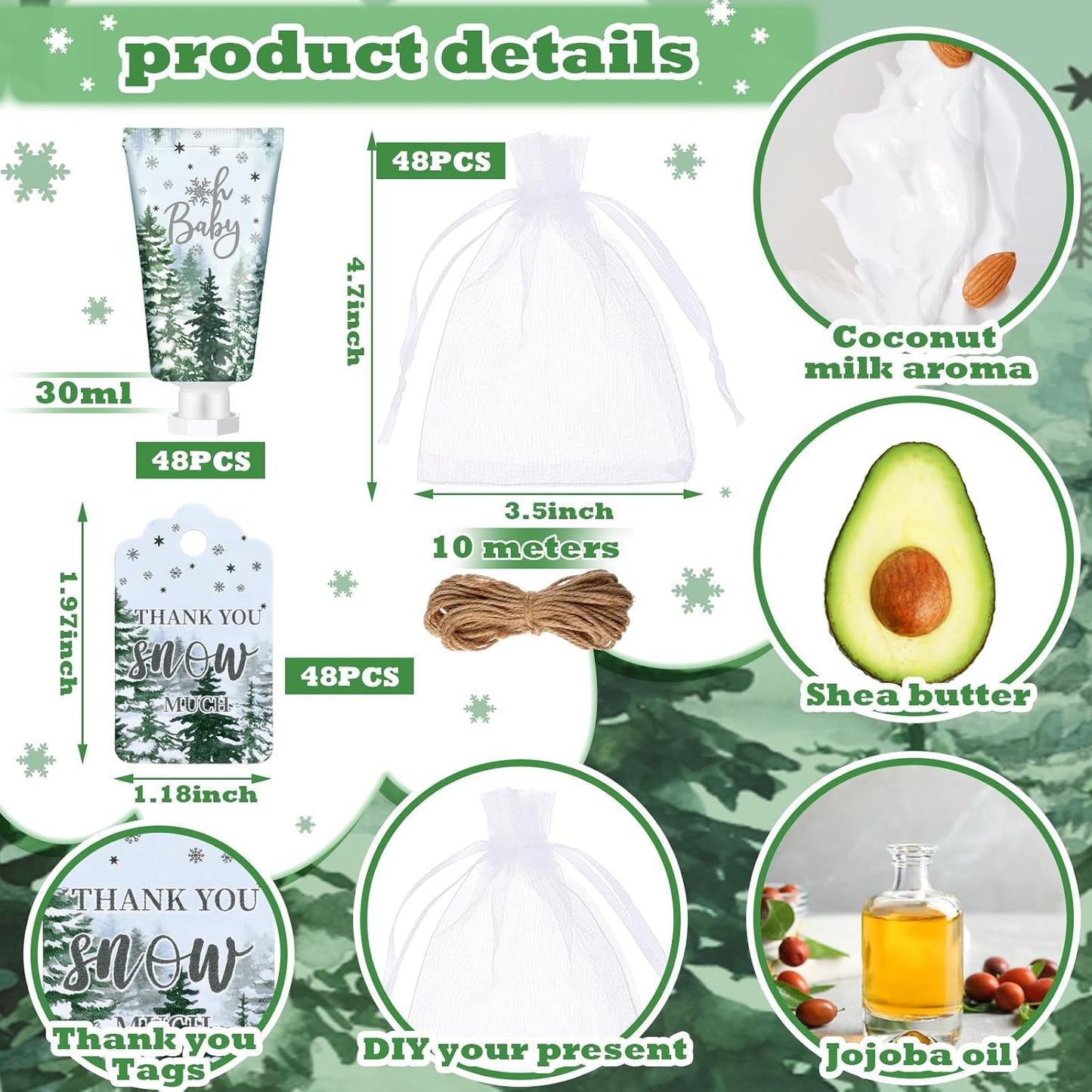 48 Sets Baby Shower Hand Cream Party Favors for Guests Gift Bulk Travel Size Hand Lotion Set for Baby Shower Wedding Christmas(Forest Baby)