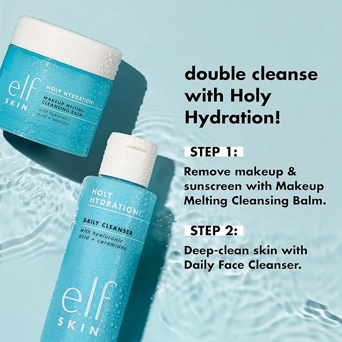 e.l.f. SKIN Holy Hydration! Daily Cleanser Mini, Face Cleanser For Washing Away Excess Oil, Impurities & Makeup, Made With Hyaluronic Acid, Vegan & Cruelty-Free
