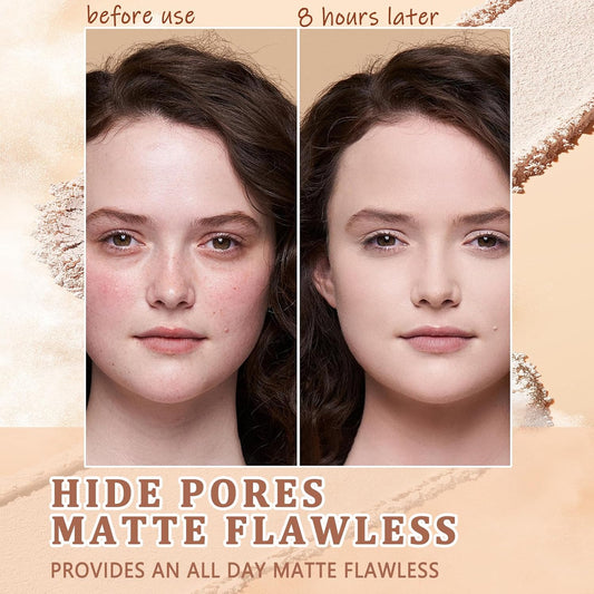 Oil Control Face Pressed Powder,Matte Smooth Flawless Setting Powder Makeup,Waterproof Long Lasting Finishing Powder,Cruelty Free Lightweight Face Cosmetics,0.35Oz(WHITE)