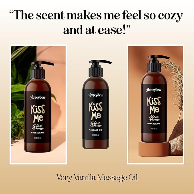 Vanilla Sensual Massage Oil for Couples - Relaxing Full Body Massage Oil for Date Night with Moisturizing Coconut and Sweet Almond Oil - Vegan Non Staining Non Greasy Silky Smooth Gliding Formula