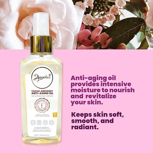 Anyeluz Anti-Aging Skin Oil, Dry Skin Moisturizer, Prevents Premature Aging, Expression Lines, and Stretch Marks, Paraben Free