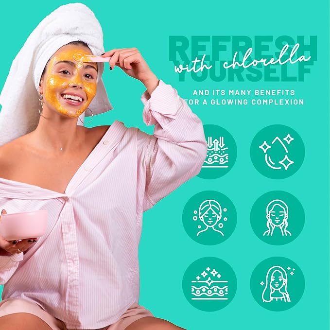 BRÜUN Jelly Mask Jar Chlorella Peel-Off Face Care Rubber Mask - A 23 fl oz Skin Care Moisturizing Gel Mask Jar Spa Set for Men, Women and Adults on Formal Gatherings and Events