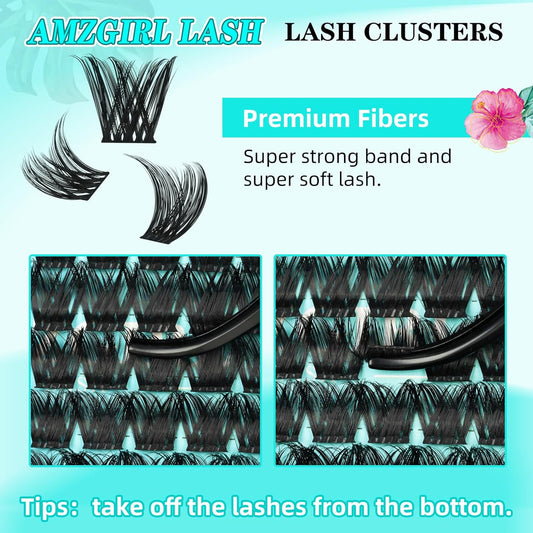 Lash Clusters Wet Look 168Pcs Eyelash Cluster Ultra-Thin Lash Band Eyelashes Extensions Spiky Anime Wide Span Lashes(Tulip,C-Mix10-18mm)