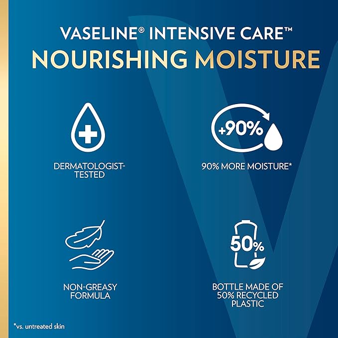Vaseline Intensive Care Body Lotion Nourishing Moisture 4 Count for Dry Skin, with Ultra-Hydrating Lipids + Pure Oat Extract 20.3 oz