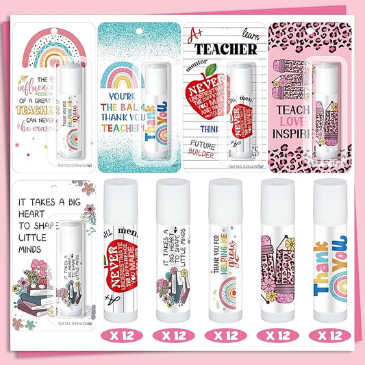60 Pack Teacher Appreciation Gifts Bulk Lip Balms Teacher Week Employee Coworkers Team Thank You Gift Honey Flavor Balm Inspirational Motivational Graduation Party Gifts