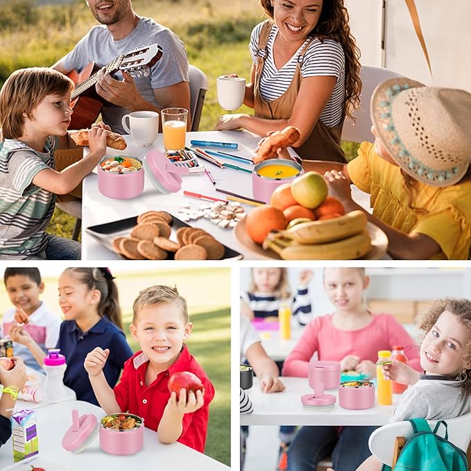 12oz Food Thermo for Hot Food Insulated Vacuum Soup Jar with Buckle Lid, Stainless Steel Wide Mouth Leak Proof Lunch Container