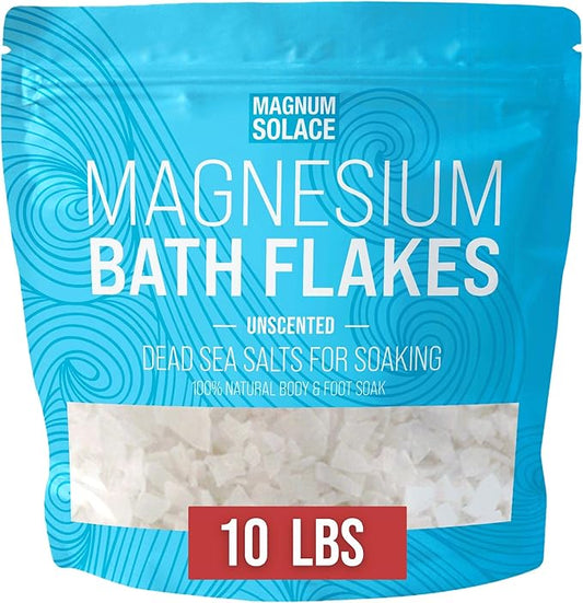 Magnesium Flakes for Bath - Magnesium Chloride Flakes - Dead Sea Salts for Soaking, 10 LBS