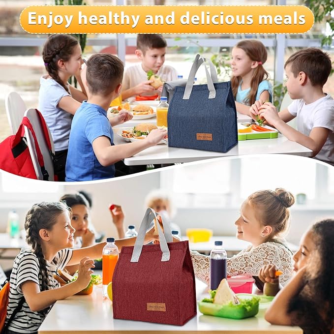 12 Pack Lunch Bags Bulk,Insulated Reusable Lunch Bags with Aluminum for Women Men,Leakproof Tote Large Lunch Box for Office,Work,Beach or Travel,Black