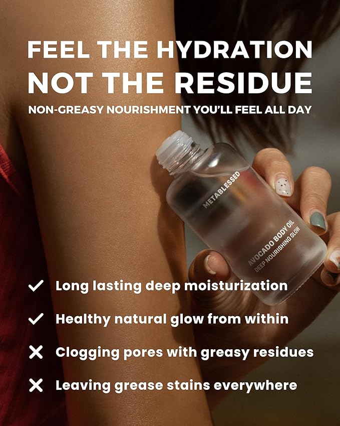 Avocado Dry Body Oil - Deep Nourishing Glow, Fast Absorbing & Non-Greasy Body Moisturizer. Luxurious Soothing Aromatherapy. Sensitive Skin Safe, Clean Beauty 3.38 fl. oz