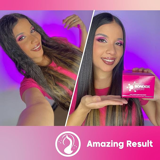 HAIR MASK FOR DAMAGED HAIR BRAZILIAN BONDOX TREATMENT 2.82oz Thermal Activated Mask for Dry Frizzy Hair | Formaldehyde Free Cruelty Free,Results for up to 1-3 months, Almond Hair Oil,Collagen seaweed