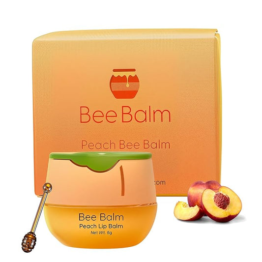 Original My Bee Balm Lip Balm - Peach Hydrating Balm Honey Pot for Dry, Chapped & Cracked Lips with Propolis, Honey & Vitamin E - Soften, Smooth & Reduce Lip Lines