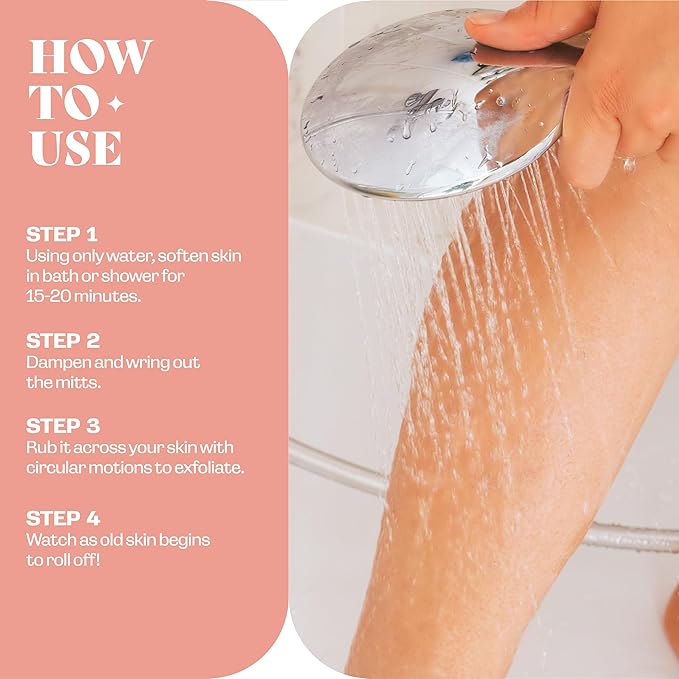 Exfoliating Mitt (3 PCS) - Kessa Exfoliating Glove, Turkish Hammam Body Scrub, Exfoliator Dead & Dry Skin Cell Remover Buffing Treatment - Great for Spray Tan Removal, Smooth Skin Surface