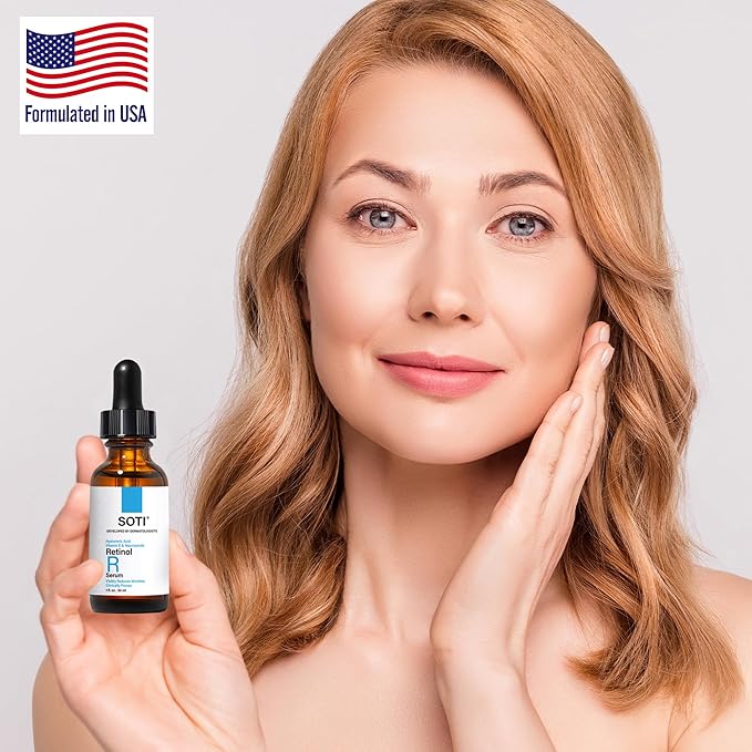Soti 2.5% Retinol Serum, Reduces Wrinkles, Age Spots, Post-Acne Marks. Stimulates Collagen, Firm Skin, Anti Aging with Hyaluronic Acid, Niacinamide (30ml)