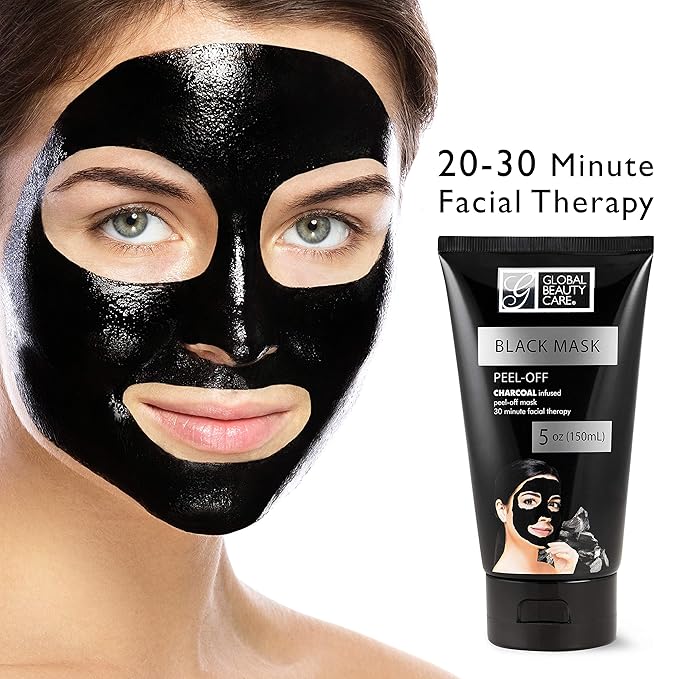 Global Beauty Care Black Peel-Off Mask – Charcoal Face Mask for Deep Cleansing, Blackhead Removal, Pore Minimizing & Skin Care for Face and Nose