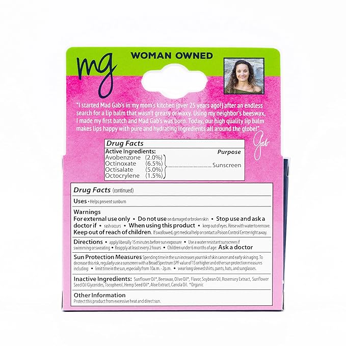 Mad Gab's MG Signature Prickly Pear Lip Balms with SPF 15 (Pack of 3)