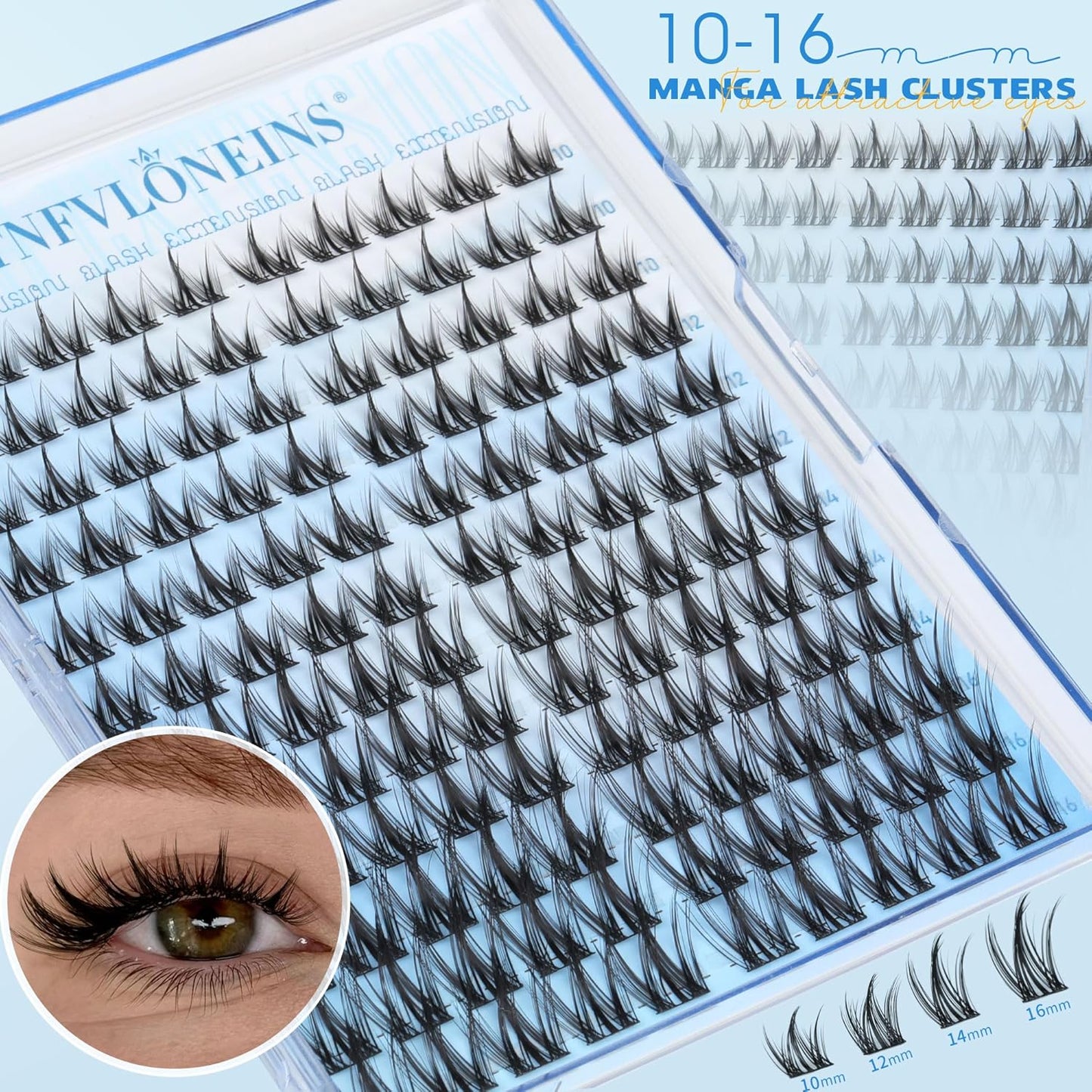 TNFVLONEINS Manga Lash Clusters Wispy Cluster Eyelash Extensions Natural Eyelash Clusters with Spikes Individual Lashes Clusters Fairy Lash Extension Anime Eye Lash Cluster Lashes