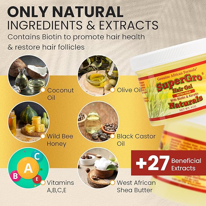 Hair Gel with Extra Hold - 4 Oz and Hair & Scalp Oil - 4 Oz, Bundle