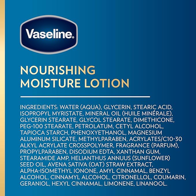Vaseline Intensive Care Body Lotion Nourishing Moisture 4 Count for Dry Skin, with Ultra-Hydrating Lipids + Pure Oat Extract 20.3 oz