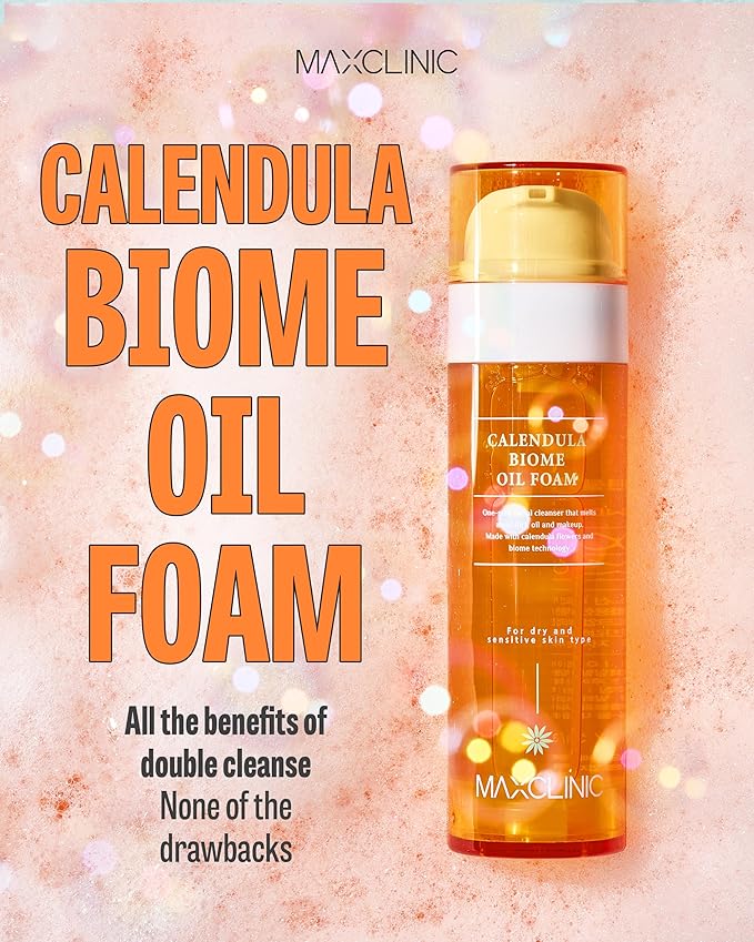 [K-Beauty] Calendula Biome Oil to Foam - All-in-One Korean Face Wash Oil Based Foaming Facial Cleanser - Hydrating, Moisturizing & Soothing Makeup Deep Cleansing Oil for All Skin Types (3.88 fl oz)