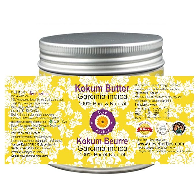 dève herbes Kokum Butter (Garcinia Indica) Natural Therapeutic Grade 50gm (1.76 oz)