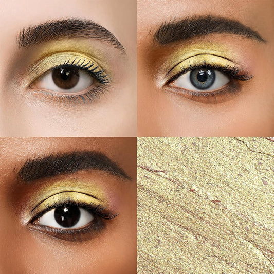 Cream Waterproof Hypoallergenic Eyeshadow Stick, long wear Metallic Glitter Matte Eye Shadow Pencil With Makeup Brush, Eye Brightener, 53 Gold Metallic