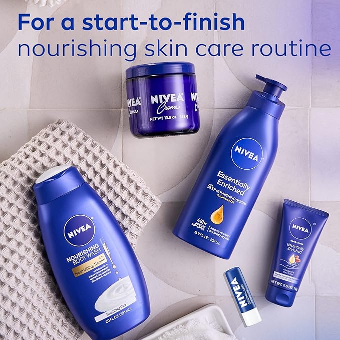 NIVEA Essentially Enriched Body Lotion for Dry Skin, 16.9 Fl Oz Pump Bottle