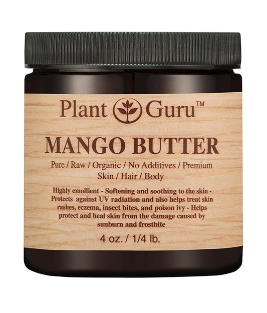 Raw Mango Butter 4 oz 100% Pure Natural Cold Pressed. Skin Body and Hair Moisturizer, DIY Creams, Balms, Lotions, Soaps.
