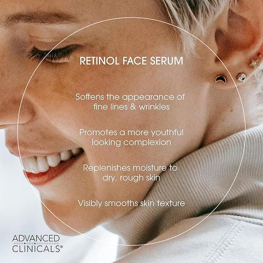 Advanced Clinicals Retinol Serum For Face | Visible Anti Aging Retinol Serum Skin Care Face Moisturizer With Vitamin E Helps Improve Look Of Wrinkles, Fine Lines, & Uneven Skin Tone, 1.75 Fl Oz