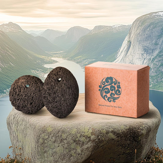 Natural Pumice Stone Set - Lava Foot Scrubber File, Round and Oval Shapes for Effective Exfoliation - Ideal for Cracked Heels, Callus Remover, and Dead Skin Removal - Brown Gray, 2-Pack