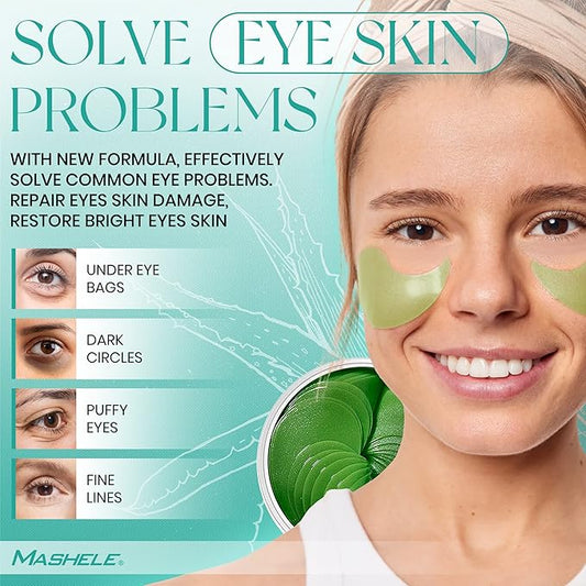 Korean 60pcs Aloe Vera Collagen Under Eye Gel Patches Mask, Treatment for Puffy Eyes, Dark Circles, Anti Wrinkle Pads, Moisturizing for Women and Men (60pcs patches aloe vera)