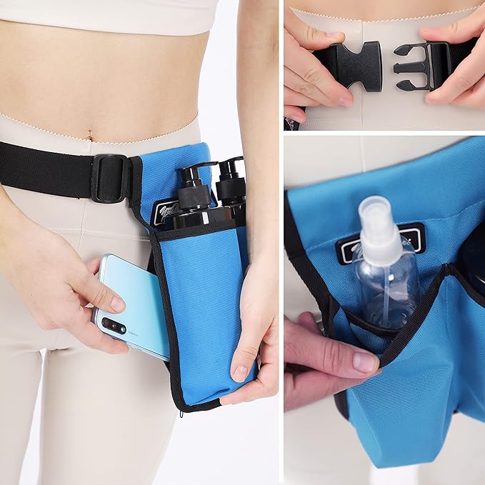 Massage Bottle Bag Massage Therapist Holster Massage Lotion Holster Massage Oil Holster（YR-2KD-Blue）