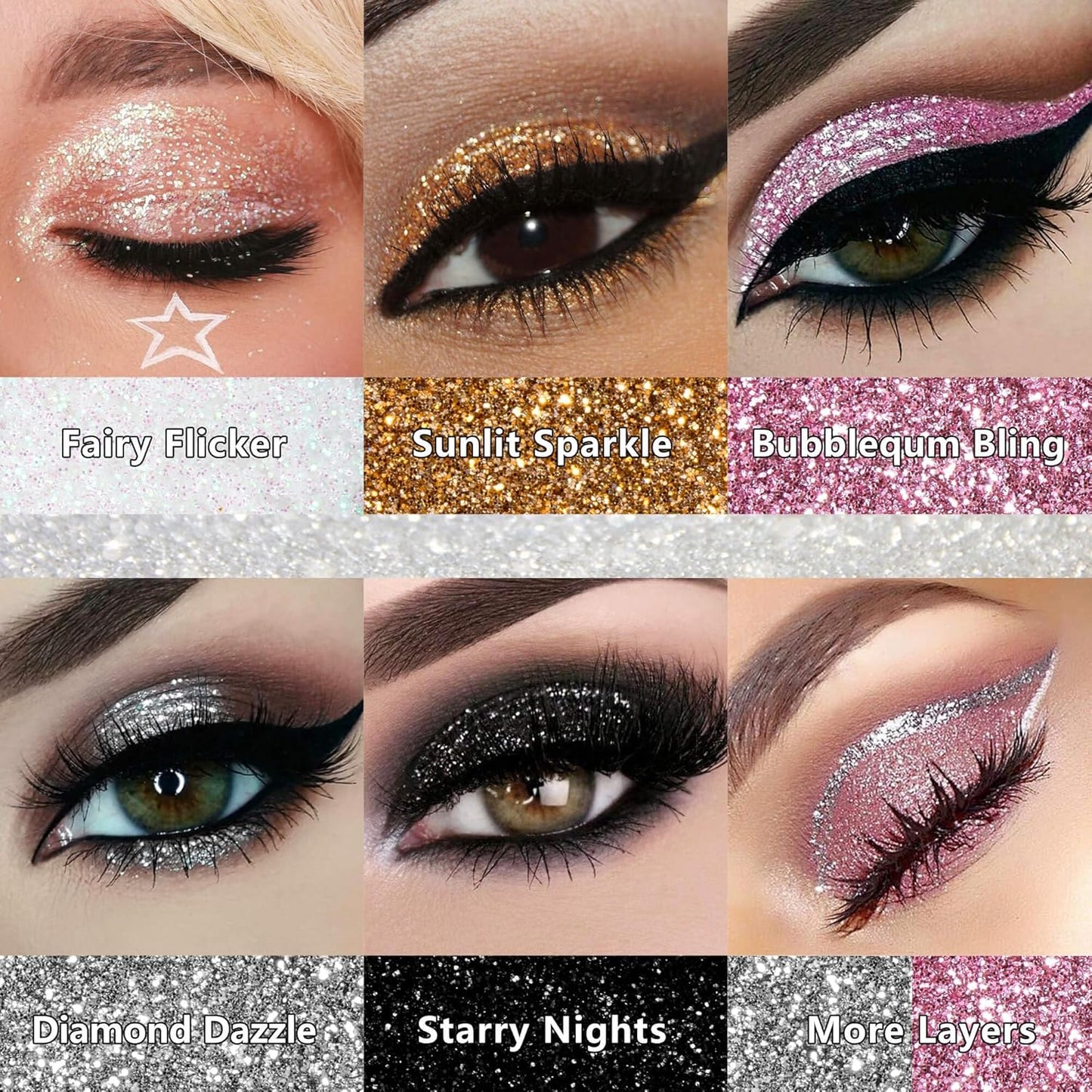 Chunky Glitter – Gold Pressed Glitter for Eyes, Lips, Face & Body – Long-Lasting Sparkle for Festival, Party, Cosplay, Makeup Looks – Layer as Eyeshadow Topper（Sunlit Sparkle）