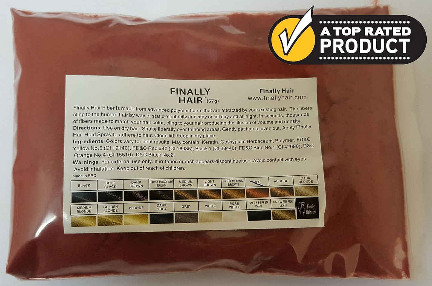 Hair Building Fibers - Red 50 Gram Refill for Existing Bottle - Hair Filler Concealer for Grey Roots by Finally Hair