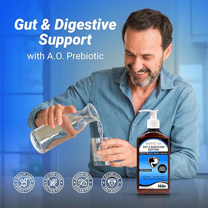 BAXYL & BaxylGI Bundle Pack - (6 fl oz Each) - Hyaluronic Acid Joint Supplement & Hylarunonan Amaferm Prebiotic Digestive Supplement.