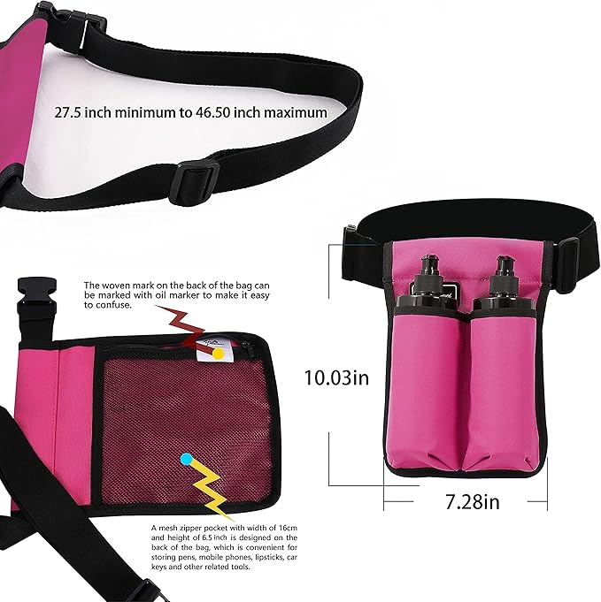 Massage Bottle Bag Massage Therapist Holster Massage Lotion Holster Massage Oil Holster（YR-2KD-Rose Red）