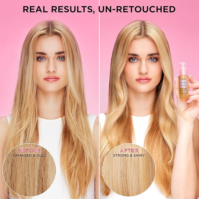 L'Oreal Paris Bond Repair Oil-in-Serum for Damaged, Color Treated Hair, Heat Protectant, Strengthens Weak Bonds, Intense Shine and Frizz Control, EverPure, 1.6 Fl Oz