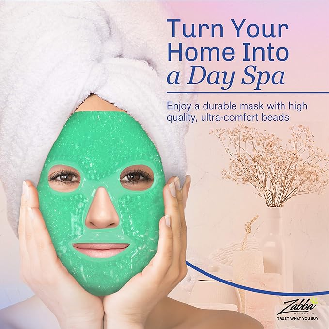 Facial Mask Get Rid of Puffy Eyes Migraine Relief, Sleeping, Travel Therapeutic Hot Cold Compress Pack Gel Beads, Spa Therapy Wrap for Sinus Face Puffiness Headaches Gel Mask