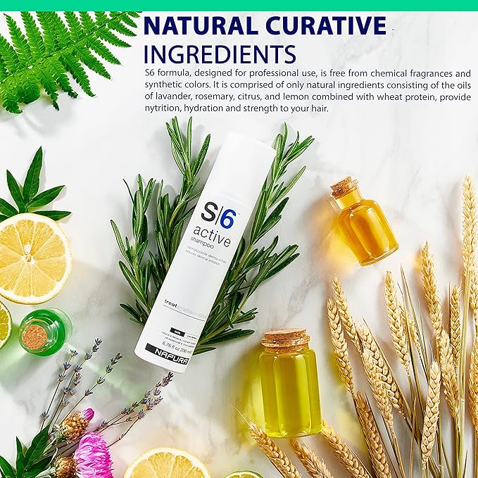 NAPURA S6 Anti Dandruff Shampoo with Tea Tree Oil, 1% Zinc and 1% Salicylic Acid - Natural Itchy Scalp Treatment (6.76 fl oz) for Men and Women