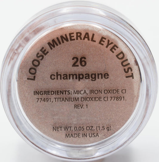 Champagne Light Gold Metallic Bronze Nude Beige Single Loose Powder Eyeshadow; Vegan, Talc & Paraben Free, No Animal Testing & Cruelty Free