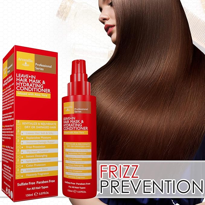 Arvazallia Leave-in Hair Mask and Hydrating Conditioner Spray for Dry or Damaged Hair - Professional Grade Leave-in Conditioner and Moisturizer