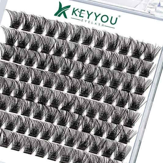 Lash Clusters 96pcs Individual Lashes Y03 D Curl 16mm Cluster Lashes KEYYOU Volume Wispy Lash Extension Soft&Comfortable Easy DIY at Home(Y03 D-16mm)