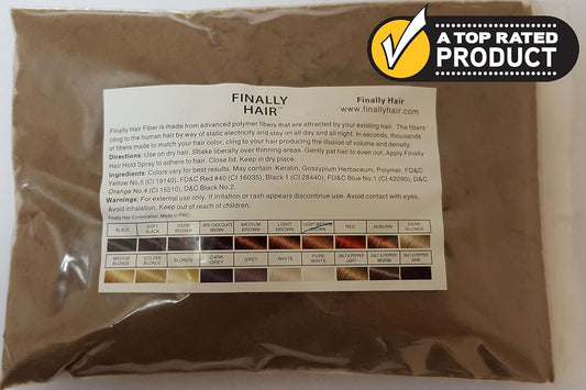 Finally Hair Building Fiber Refill 100 Grams Light Medium Brown Hair Loss Concealer by Finally Hair (Light Medium Brown - our lightest brown shade)