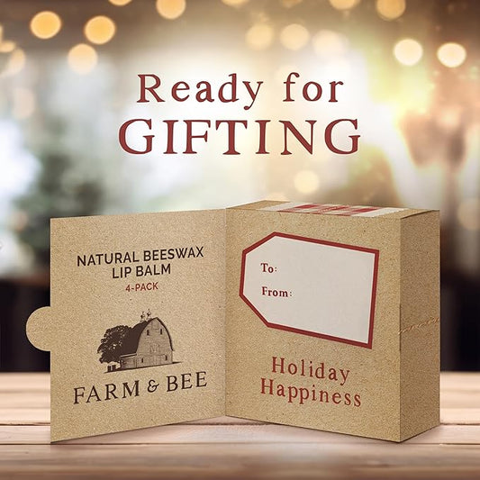 Natural Lip Balm – Stocking Stuffer - 4 Pack Gifts for Women & Men - Organic & Natural Ingredients - Moisturizing Lip Chapstick - Great Gift Idea for Women, Men, Boys, and Girls - 0.15oz (Pack of 4)