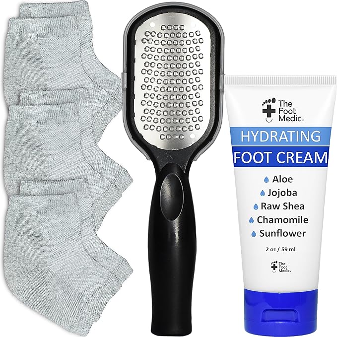 Cracked Heel Repair Kit: Moisturizing Socks, Foot Cream & Foot File, Cracked Heel Treatment, Heel Socks, Silicone Toeless Socks, Spa Gel Socks for Dry Cracked Feet Women, Pedicure Socks