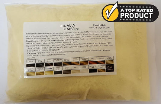 Finally Hair - Blonde 50 Gram Hair Filler Fibers to Cover Grey Roots and Refill Your Existing Bottle - Light Blond Concealer (50g)