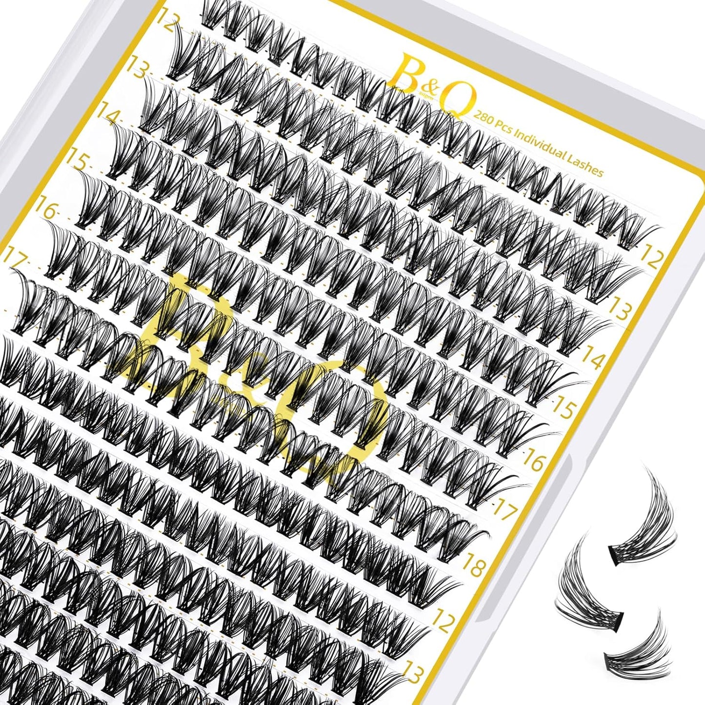 B&Qaugen Lash Clusters 30D+40D-D-12-18MIX Individual Lashes 280 Clusters False Eyelash 9-16MIX Extensions DIY Eyelash Extensions at Home (30D+40D,D-12-18MIX)