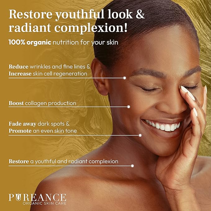 PUREANCE Organic Retinol Bakuchiol Serum for Face with Jojoba Oil, Sea Buckthorn, Bakuchiol oil I Anti Aging Collagen Booster Serum, Reduces Fine Lines & Wrinkles I 1 Fl Oz