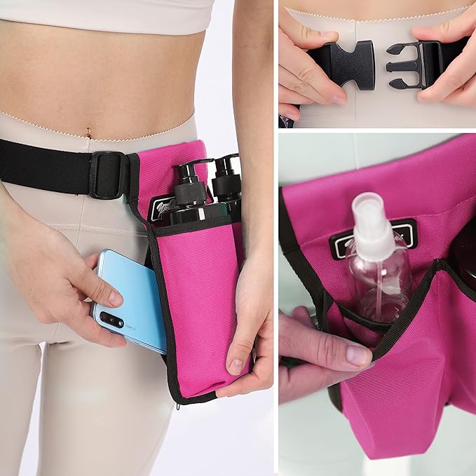 Massage Bottle Bag Massage Therapist Holster Massage Lotion Holster Massage Oil Holster（YR-2KD-Rose Red）